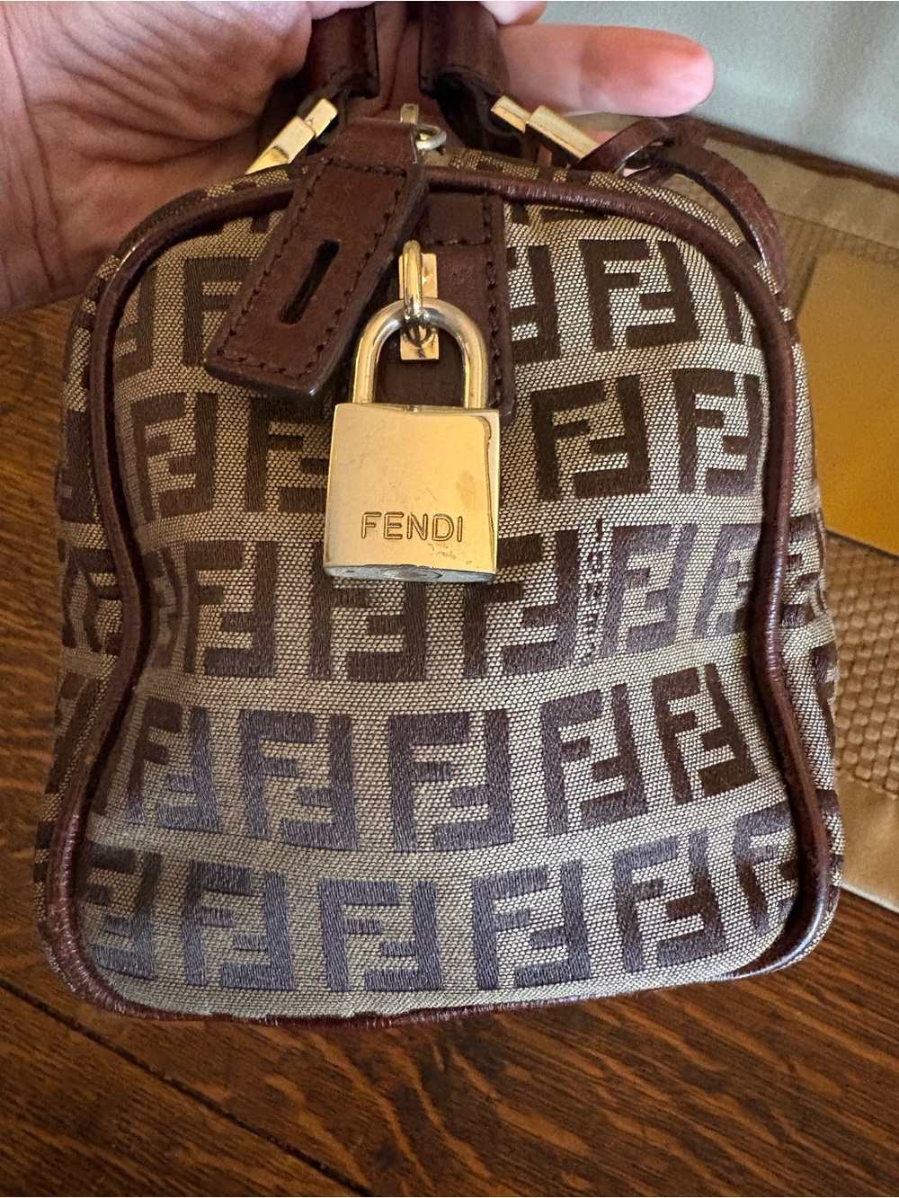 Fendi Small Zucchino Zucca Canvas Forever Bauletto Boston Bag Excellent - Picture 3 of 12